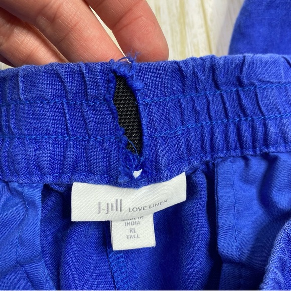 J. Jill Love Linen Royal Blue Linen Pull On Pants - Picture 4 of 6